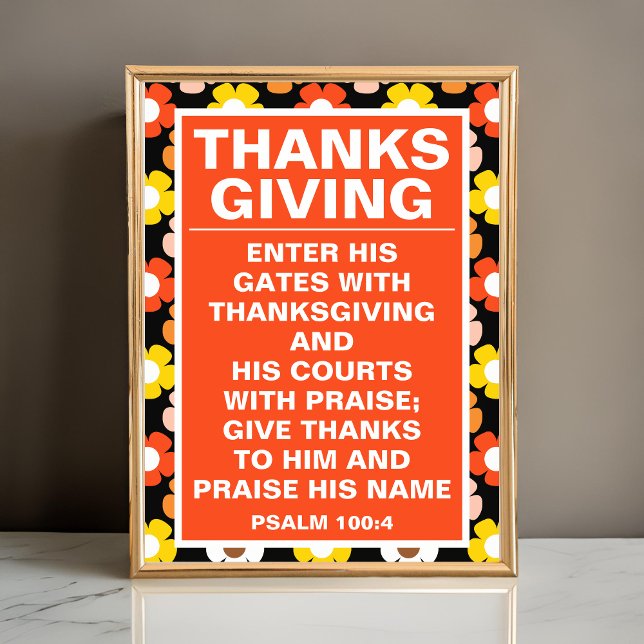 Retro Fall Autumn Flowers Black Thanksgiving Poster (Creator Uploaded)