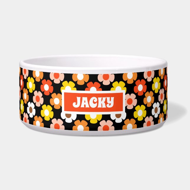 Retro Fall Autumn Flowers Pattern Black (Front)