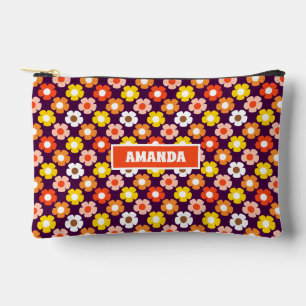 Retro Fall Autumn Flowers Pattern Purple Accessory Pouch