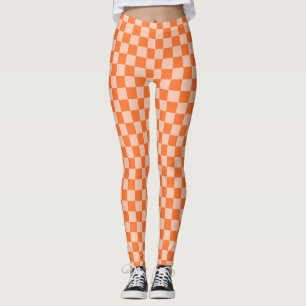 Retro Fall Autumn Orange Tartan Plaid Leggings