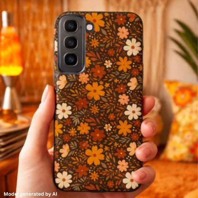 Retro Fall Floral Pattern – Boho Autumn Flowers Samsung Galaxy S22+ Case (Creator Uploaded)