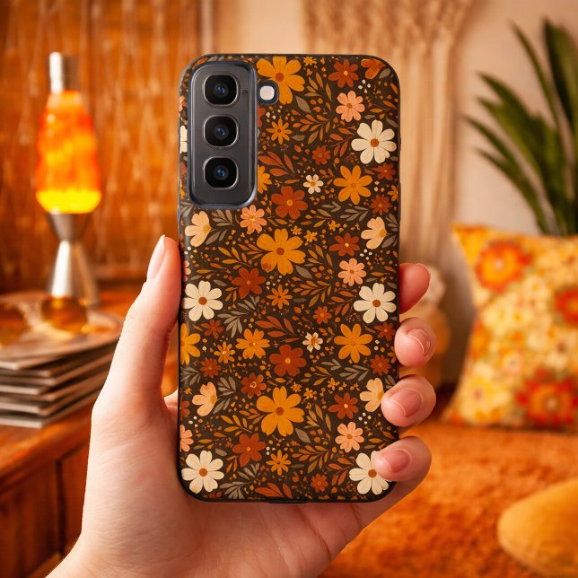 Retro Fall Floral Pattern – Boho Autumn Flowers Samsung Galaxy S22+ Case (Creator Uploaded)