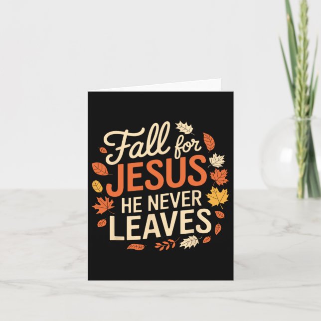 Retro Fall For Jesus He Never Leaves Thanksgiving  Card (Front)