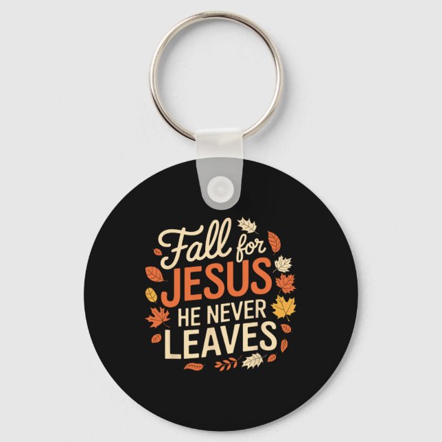 Retro Fall For Jesus He Never Leaves Thanksgiving  Key Ring (Front)