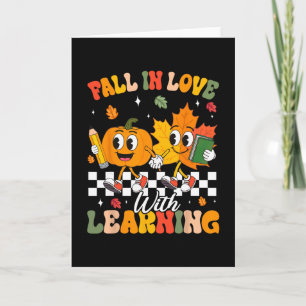 Retro Fall In Love With Learning Autumn Leaf Pumpk Card