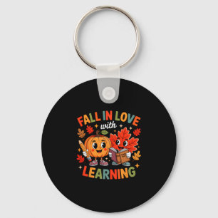 Retro Fall In Love With Learning Autumn Pumpkin Te Key Ring