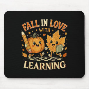 Retro Fall In Love With Learning Autumn Pumpkin Te Mouse Pad