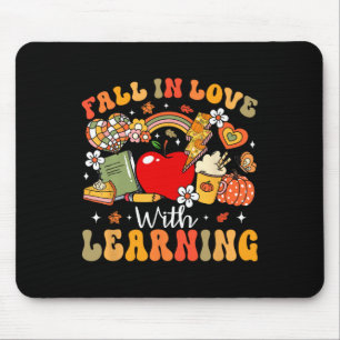 Retro Fall In Love With Learning Autumn Pumpkin Te Mouse Pad
