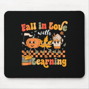 Retro Fall In Love With Learning Autumn Pumpkin Te Mouse Pad