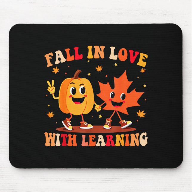 Retro Fall In Love With Learning Autumn Pumpkin Te Mouse Pad (Front)