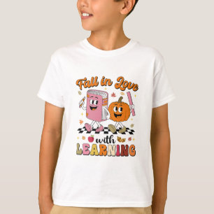 Retro Fall In Love With Learning Autumn Pumpkin Te T-Shirt