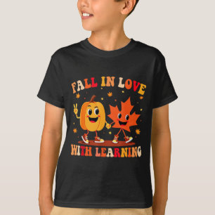Retro Fall In Love With Learning Autumn Pumpkin Te T-Shirt