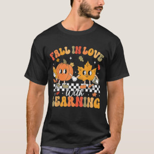 Retro Fall In Love With Learning Autumn Pumpkin Te T-Shirt