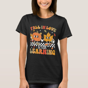 Retro Fall In Love With Learning Autumn Pumpkin Te T-Shirt