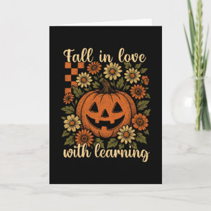 Retro Fall In Love With Learning Teacher Autumn Pu Card