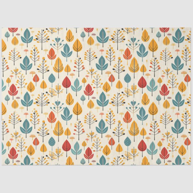 Retro Fall Leaves Autumn Leaves Pattern Tissue Paper (Front)