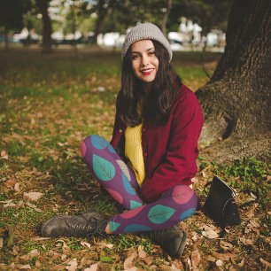 Retro Fall Leaves Capri Leggings