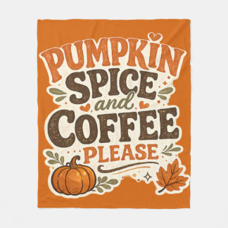 Retro Fall Pumpkin Spice and Coffee Please Fleece Blanket