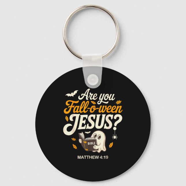 Retro Fall Religious Bible Matthew Are You Fall-o- Key Ring (Front)
