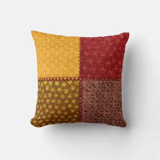 Retro Fall Scrap Patchwork Pillow (Front)
