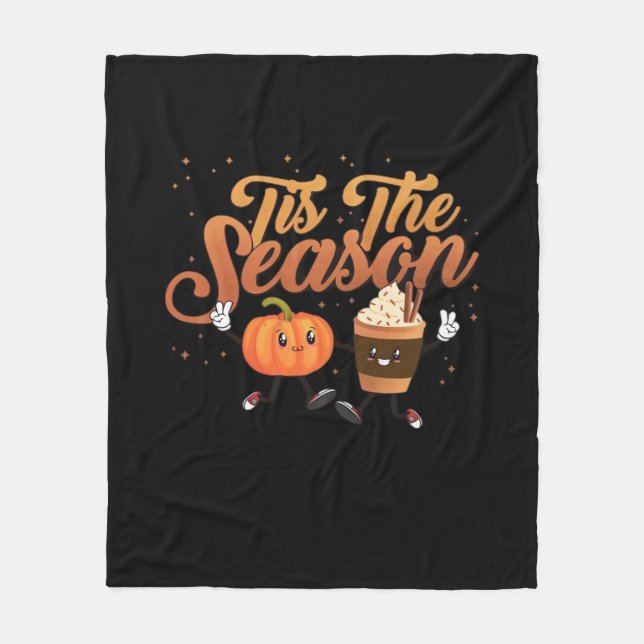 Retro Fall Tis The Season Fleece Blanket (Front)