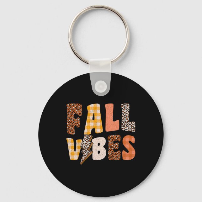 Retro Fall Vibes  Autumn Fall Season Key Ring (Front)