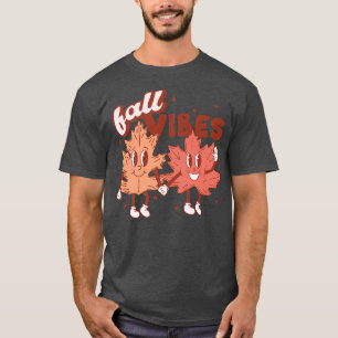 Retro Fall Vibes Autumn Leaves Happy Fall Thanksgi T-Shirt