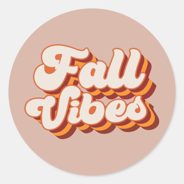 Retro Fall Vibes Classic Round Sticker (Front)