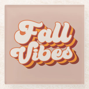 Retro Fall Vibes Glass Coaster