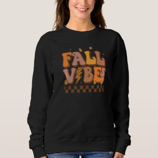 Retro Fall Vibes Leopard Lightning Bolt Autumn Tha Sweatshirt