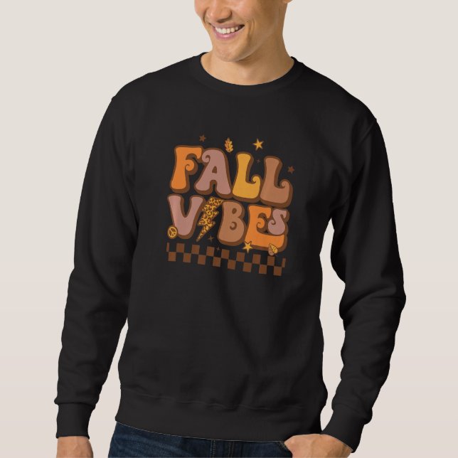 Retro Fall Vibes Leopard Lightning Bolt Autumn Tha Sweatshirt (Front)