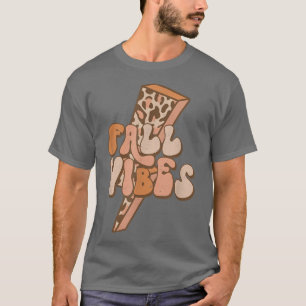 Retro Fall Vibes Leopard Lightning Bolt Happy Fall T-Shirt