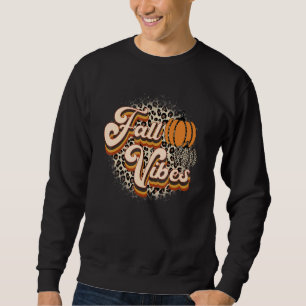 Retro Fall Vibes Leopard Pumpkin Happy Thanksgivin Sweatshirt