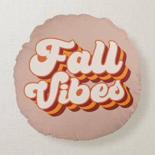 Retro Fall Vibes Round Cushion