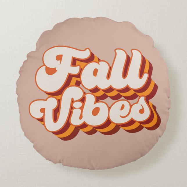 Retro Fall Vibes Round Cushion (Front)
