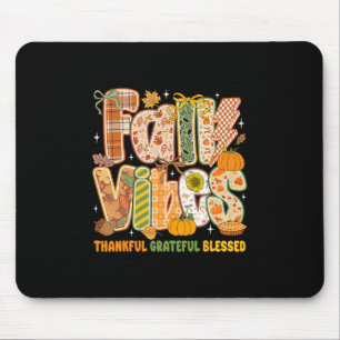 Retro Fall Vibes Thankful Grateful Blessed Autumn Mouse Pad
