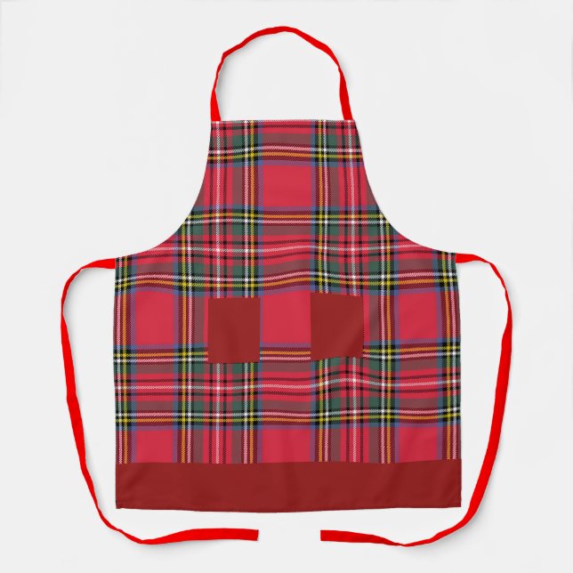 Retro False Pockets Red Plaid  Apron (Front)