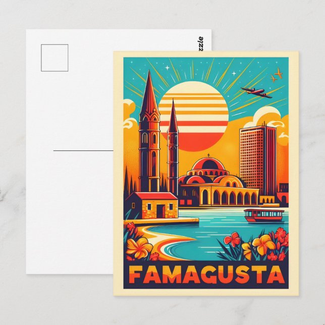 Retro Famagusta Beach Cyprus souvenirs and gifts Postcard (Front/Back)