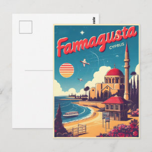 Retro Famagusta Beach Cyprus souvenirs gifts Postcard
