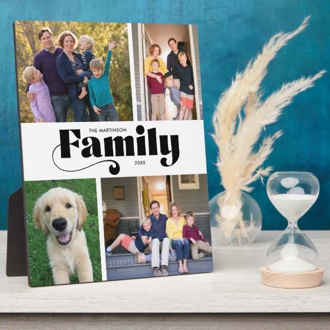 Retro Family 4 Photo Collage Plaque (Side)