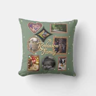 Retro Family 8 Photo Collage CUSTOM Cushion