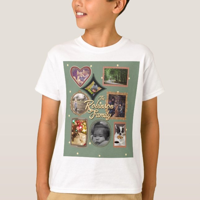 Retro Family 8 Photo Collage CUSTOM T-Shirt (Front)