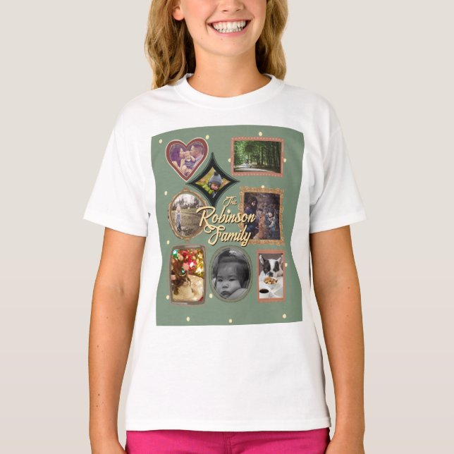 Retro Family 8 Photo Collage CUSTOM T-Shirt (Front)