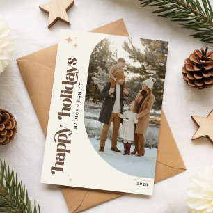 Retro Family Arch Photo Christmas Holiday Card