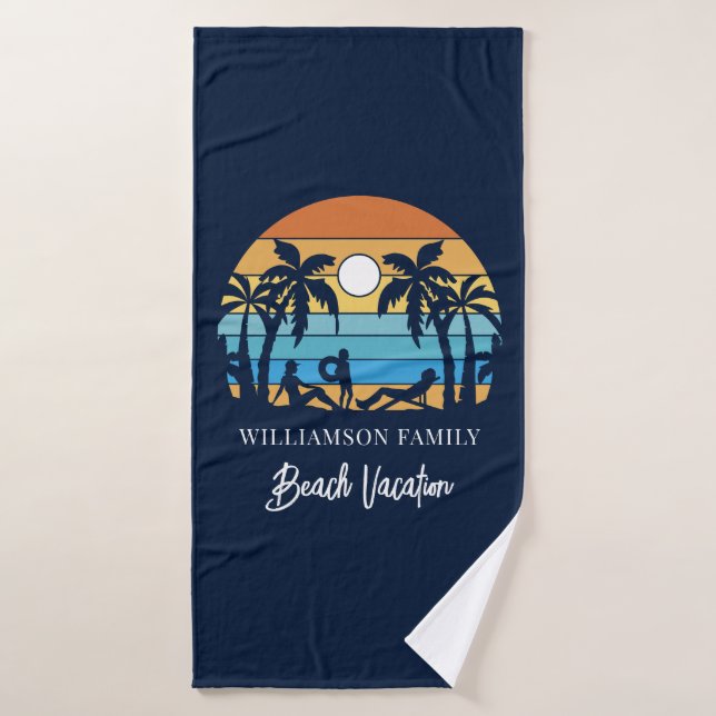 Retro Family Beach Trip Matching Bath Towel (Bath Towel)