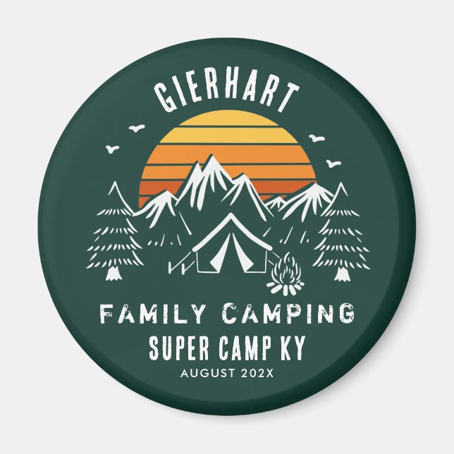 Retro Family Camping Custom Keepsake Magnet (Front)