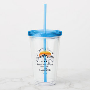 Retro Family Camping Squad Custom Daughter Name Acrylic Tumbler