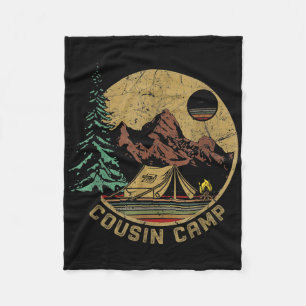 Retro Family Camping Summer Vacation Crew Cousin C Fleece Blanket