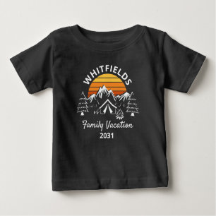 Retro Family Camping Vacation Custom Name Baby T-Shirt