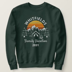 Retro Family Camping Vacation Custom Name Sweatshirt